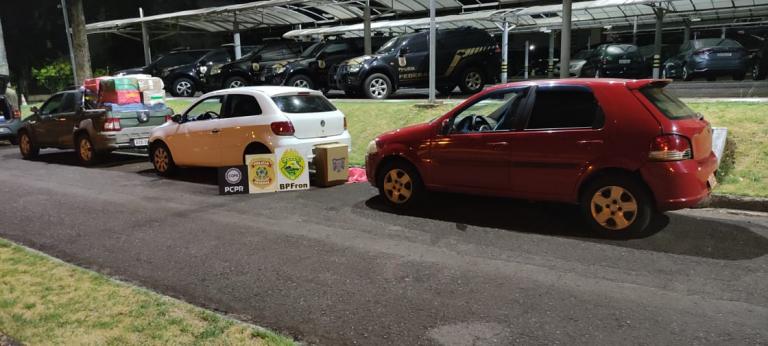 BPFron e Polícia Federal apreendem veículos carregados com cigarros contrabandeados em Santa Helena