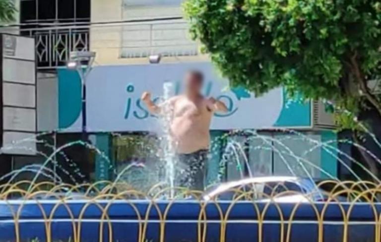 Homem é detido tomando banho no Chafariz em Guaíra