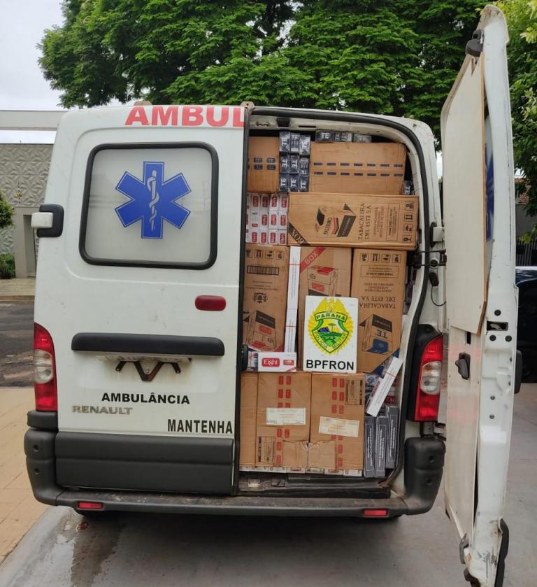 Falsa ambulância carregada com 5,5 mil pacotes de cigarros é apreendida pelo BPFron