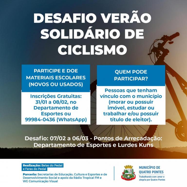 Período de inscrições ao Desafio Verão Solidário de Ciclismo termina nesta terça-feira