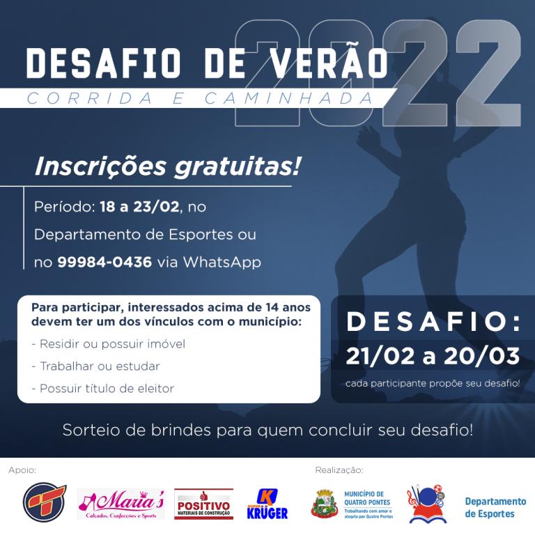Inscrições ao Desafio de Verão 2022 Corrida e Caminhada seguem até quarta-feira