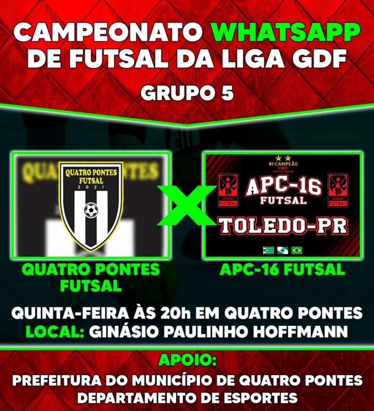 Quatro Pontes Futsal estreia amanhã no Campeonato WhatsApp da Liga GDF