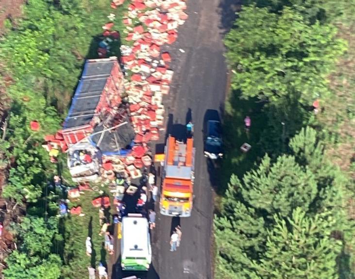 Imagens aéreas mostram local de grave acidente registrado na PR-484