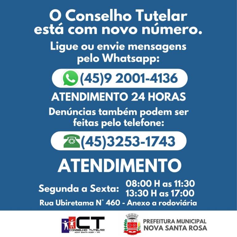 Conselho Tutelar de Nova Santa Rosa tem novo número de telefone celular e WhatsApp 24 horas