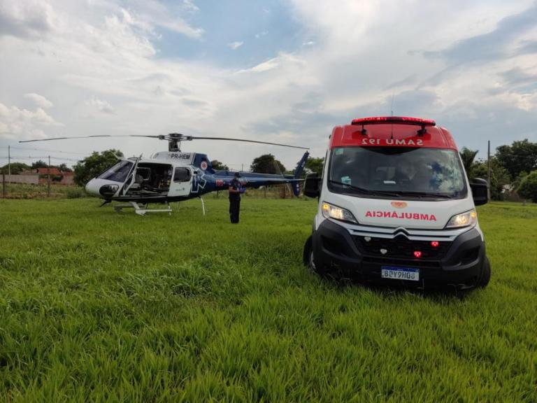 Rondonense de 65 anos é transferido pelo helicóptero do Consamu para hospital de Cascavel