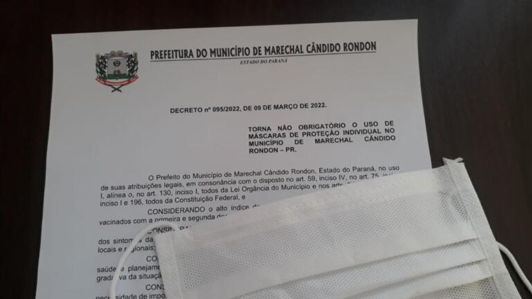 Uso de máscara deixa de ser obrigatório em Marechal Rondon