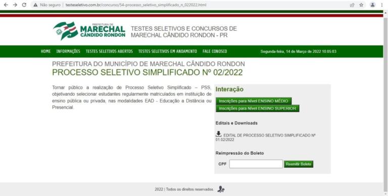 Inscrições para PSS da Secretaria de Educação estão abertas em Marechal Rondon