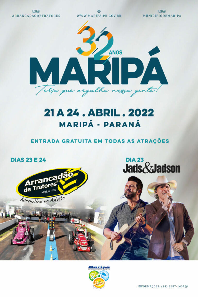 Festa em comemoração aos 32 anos de Maripá terá show de Jads & Jadson e uma série de atrações; confira