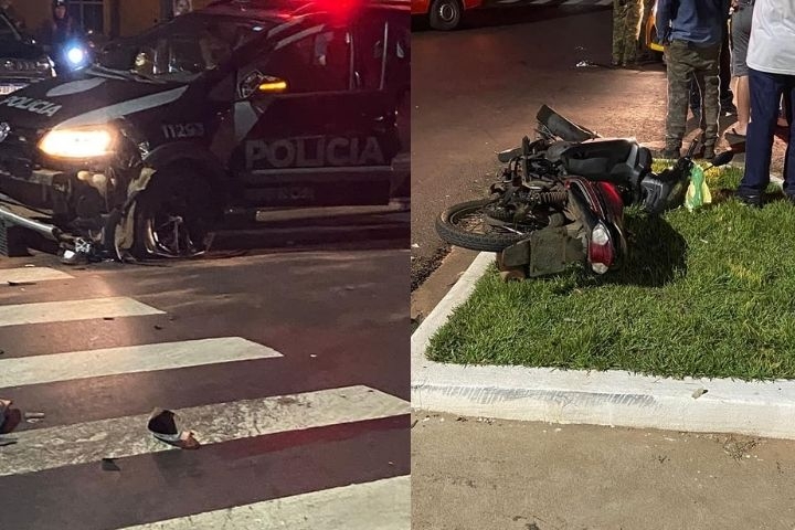 Motociclista fica ferido ao colidir com viatura do BPFron