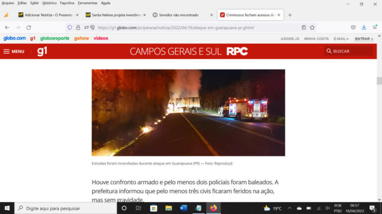 Mais de 30 homens armados aterrorizam cidade de Guarapuava; 2 policiais foram baleados