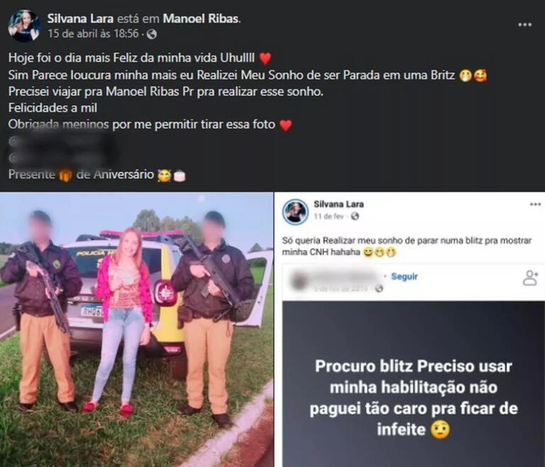 Paranaense comemora realização de sonho de ser abordada em blitz: “Momento mágico”