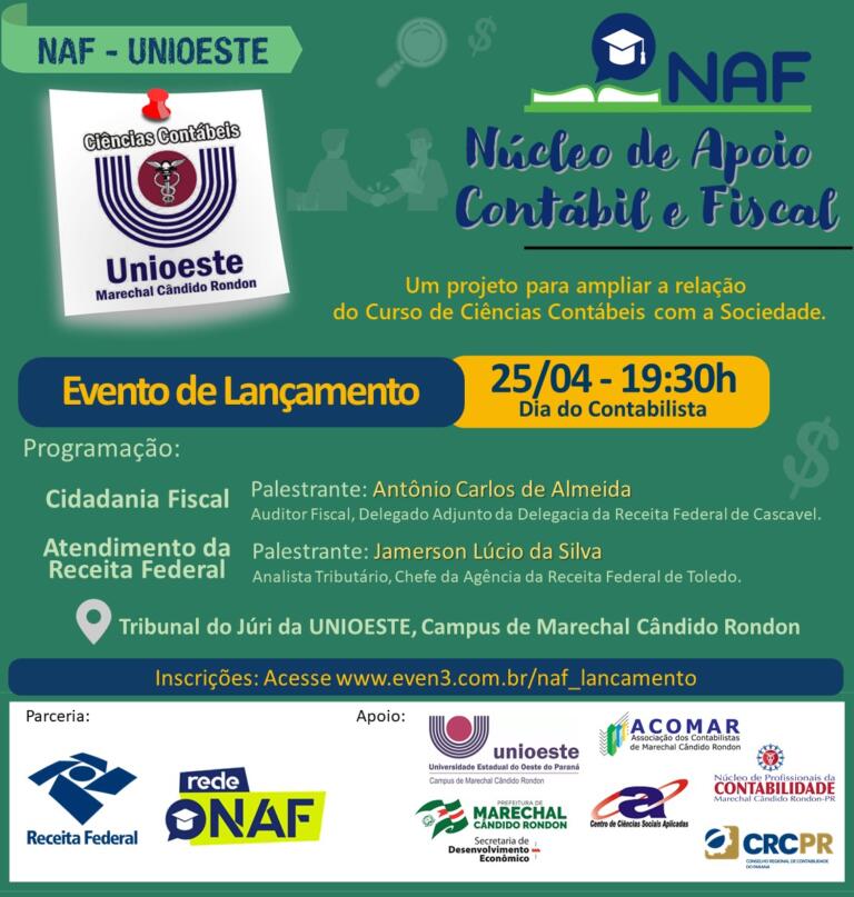 Núcleo de Apoio Contábil e Fiscal da Unioeste será oficialmente lançado nesta segunda-feira