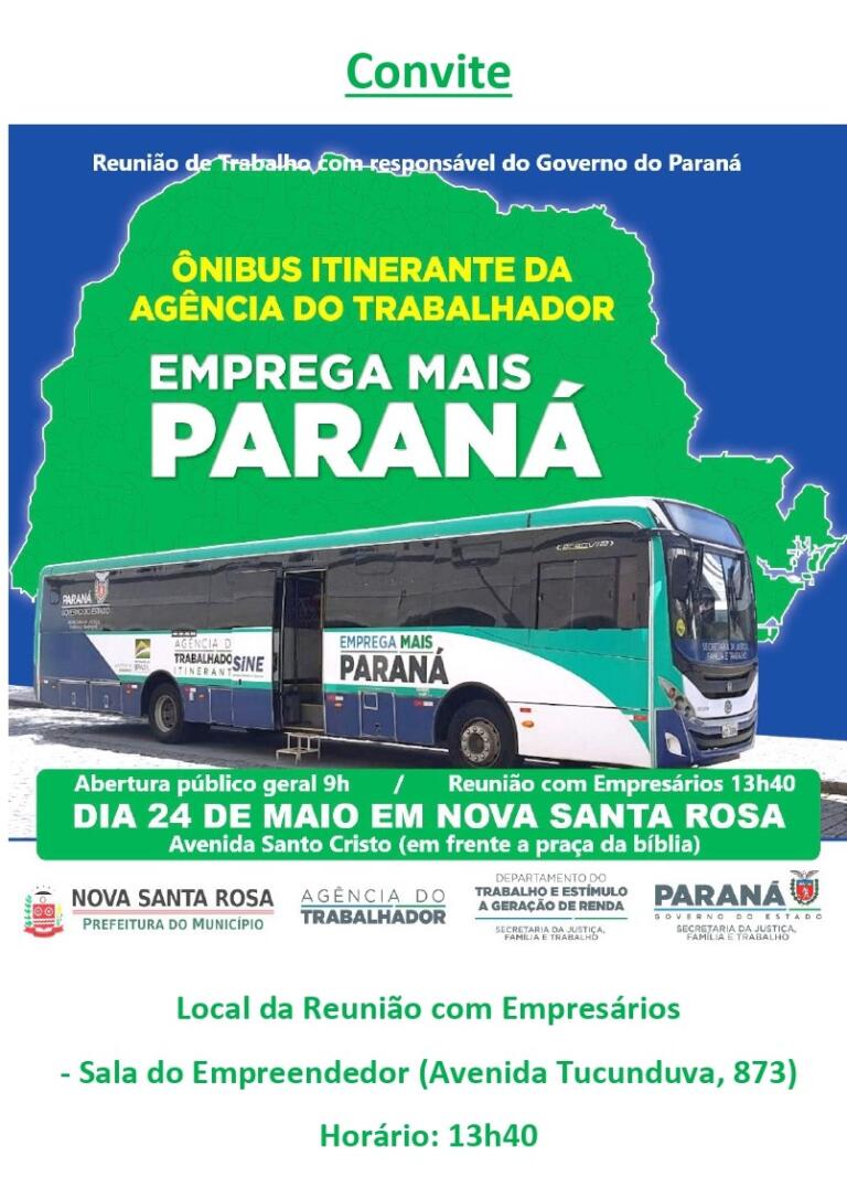 Ônibus “Emprega Mais Paraná” está em Nova Santa Rosa