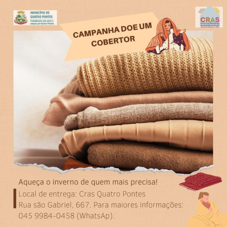 Quatro Pontes promove campanha para arrecadação de cobertores