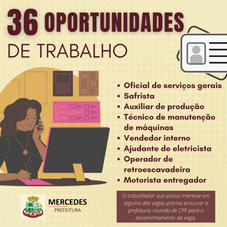 Posto Avançado do Trabalhador de Mercedes está com 36 vagas de trabalho disponíveis