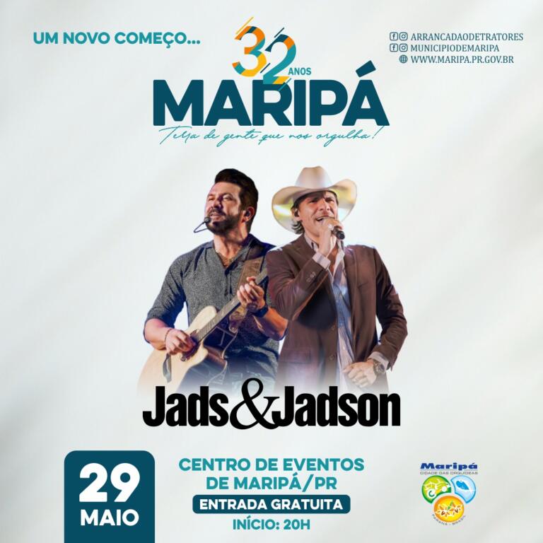 Show com Jads& Jadson acontece neste domingo em Maripá com entrada gratuita
