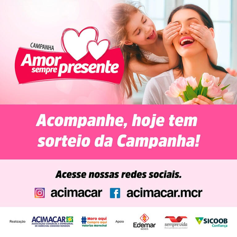 2º sorteio de Dia das Mães da Acimacar acontece nesta terça-feira com transmissão ao vivo pelo Facebook