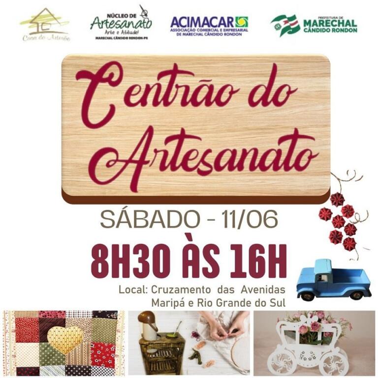 Centrão do Artesanato acontece neste sábado no cruzamento das avenidas em Marechal Rondon