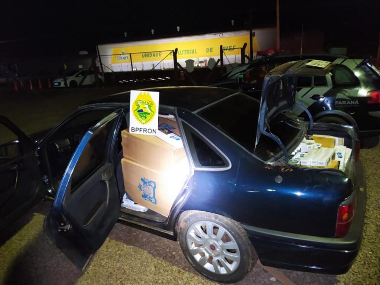 Carro carregado com cigarros contrabandeados é apreendido em Marechal Rondon; motorista foge