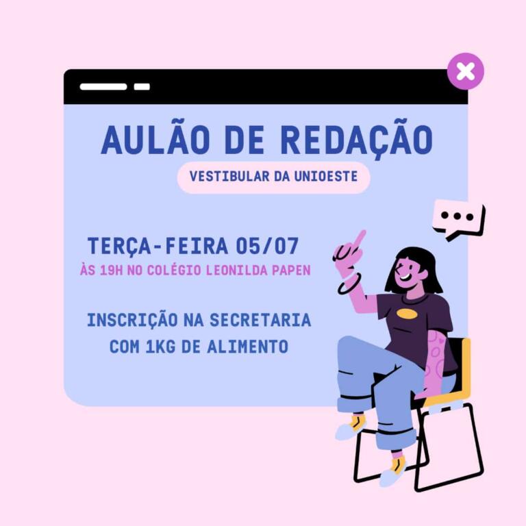 Aulão de redação ao vestibular da Unioeste acontece nesta terça-feira