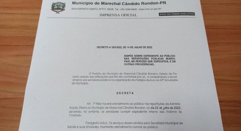 Prefeitura rondonense não atenderá ao público na sexta-feira