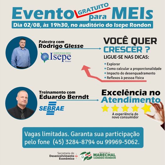Microempreendedores individuais têm encontro marcado no início de agosto em Marechal Rondon