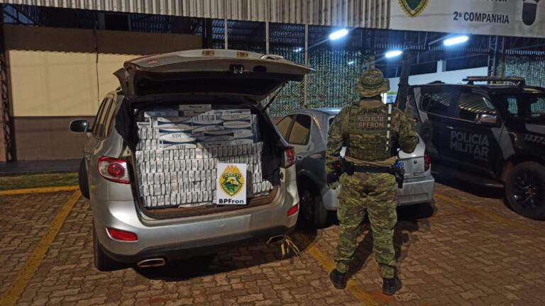 BPFron apreende veículo carregado com cigarros contrabandeados em Guaíra; carro foi furtado em Foz