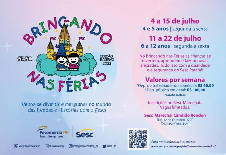 Sesc Marechal Rondon está com vagas abertas para Colônia de Férias