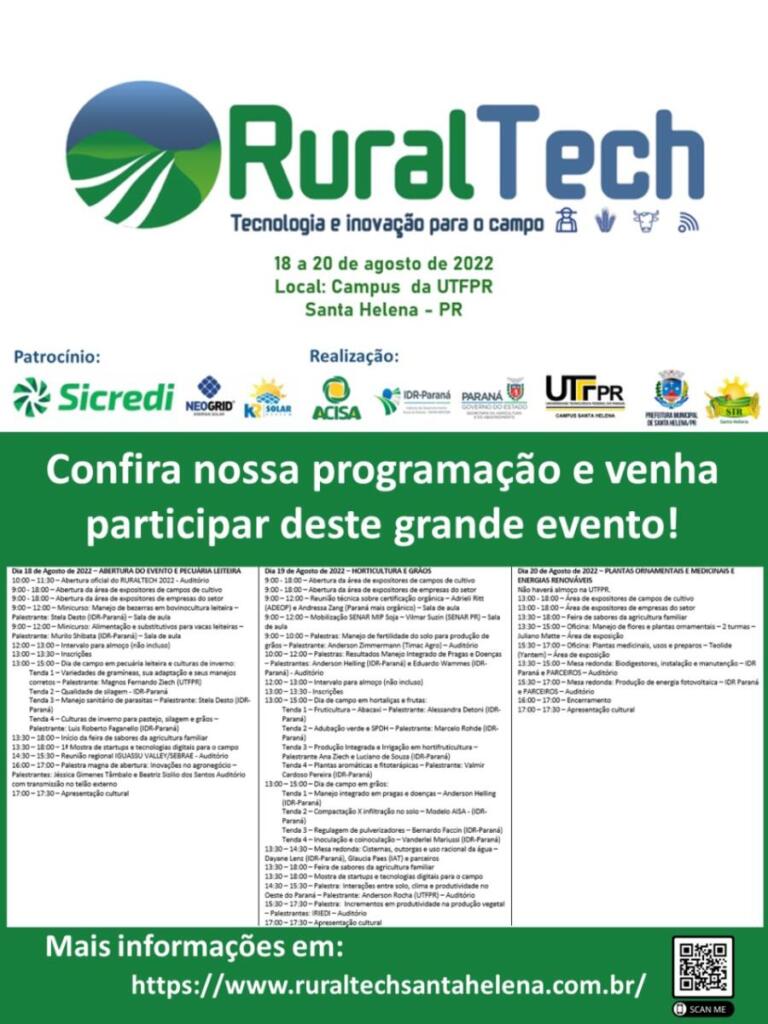 Inscrições para participar do RuralTech terminam na quinta-feira