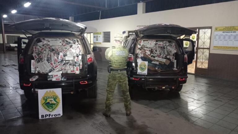 BPFron apreende 600 pacotes de cigarros contrabandeados na área rural de Guaíra