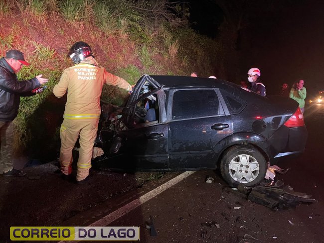 Motorista de Fiesta morre e passageiro fica ferido em acidente na PR-317 em Santa Helena