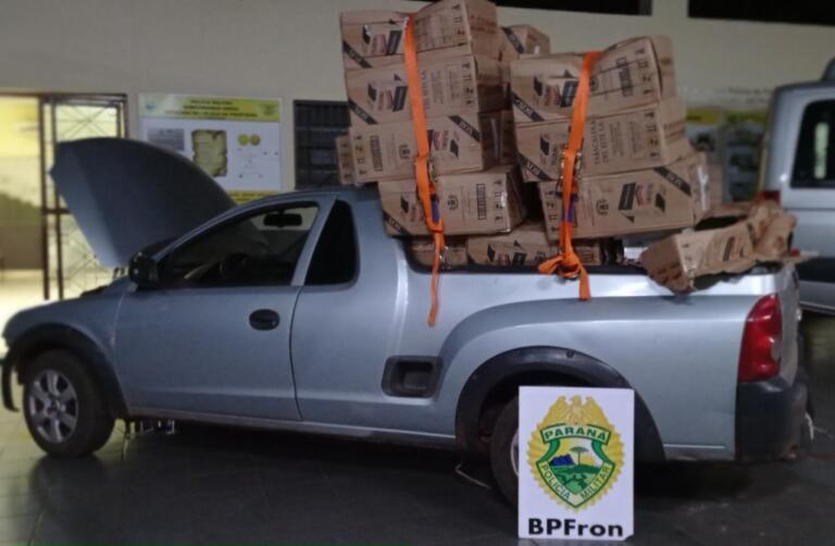 BPFron apreende veículo carregado com 2,5 mil pacotes de cigarros contrabandeados em Guaíra