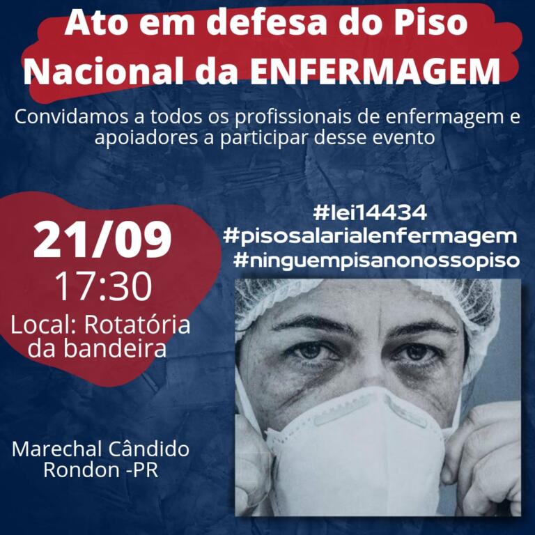 Ato em defesa ao piso da enfermagem acontece nesta quarta-feira em Marechal Rondon