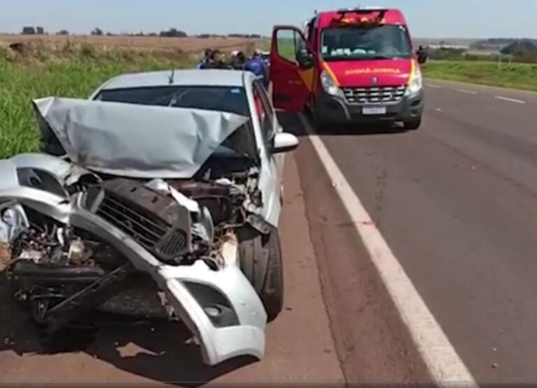 Mulher fica ferida em acidente na BR-163 entre Toledo e Marechal Rondon