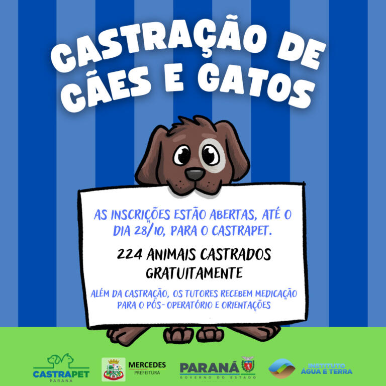 Prefeitura de Mercedes abre inscrições para programa de castração de cães e gatos
