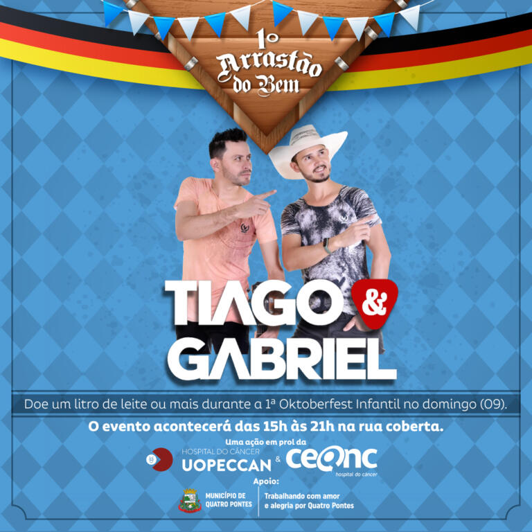 Tiago e Gabriel promovem 1º Arrastão do Bem no domingo em Quatro Pontes