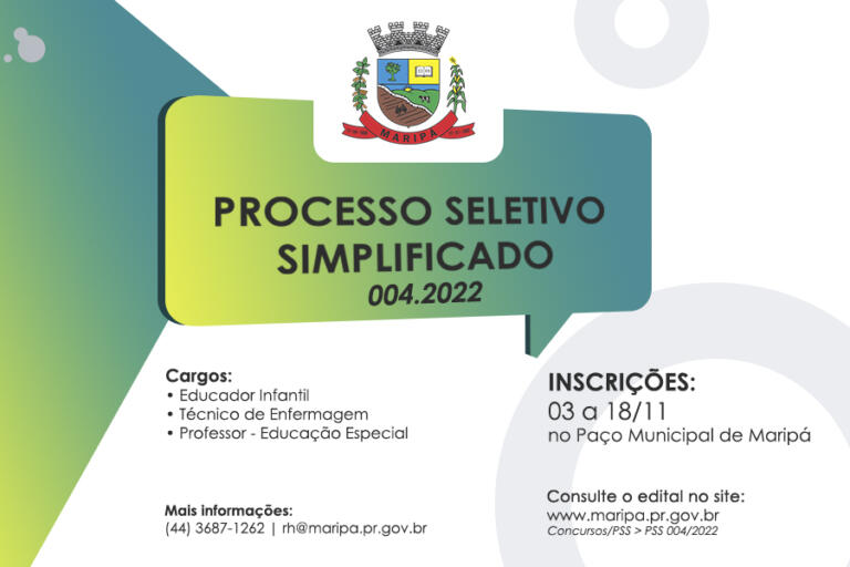 Maripá abre incrições para PSS; veja para quais cargos