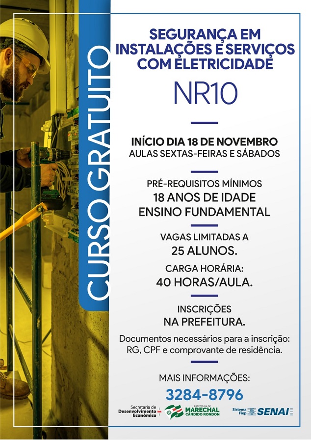 Prefeitura rondonense oferece o curso NR10