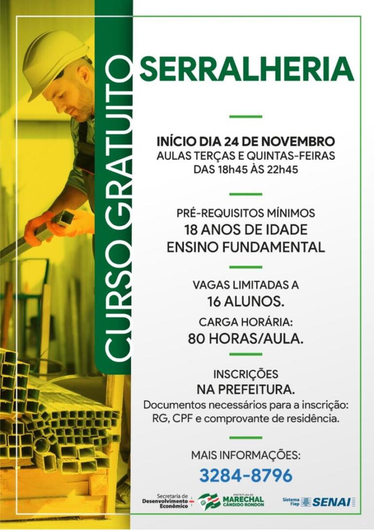 Abertas inscrições para curso de serralheiro