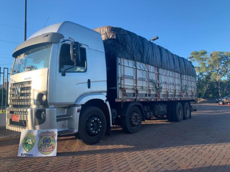 BPFron e PF interceptam em Marechal Rondon caminhão com cigarros contrabandeados