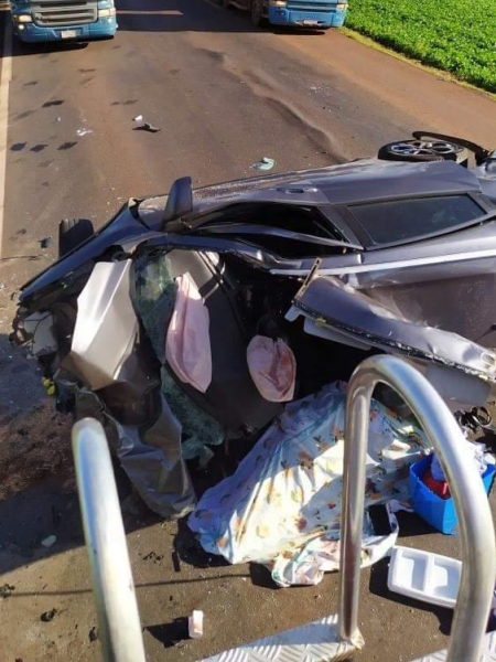 Mulher vítima de grave acidente entre Guaíra e Mercedes é transferida de helicóptero para hospital da região