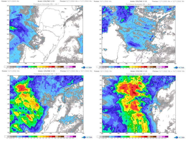 Saída do ar frio e chegada do ar quente favorece chuva e temporais no fim de semana