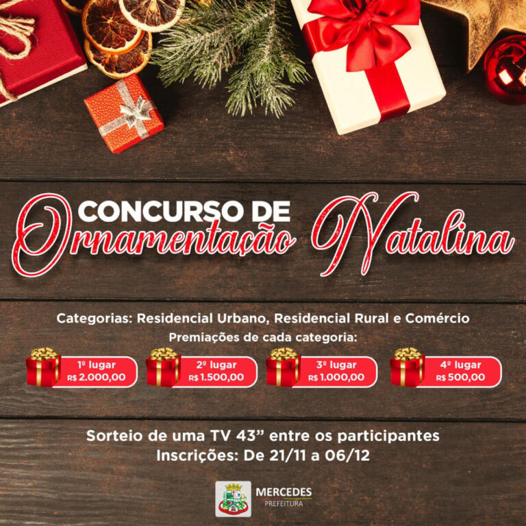 Abertas inscrições ao Concurso de Ornamentação Natalina de Mercedes; veja os prêmios
