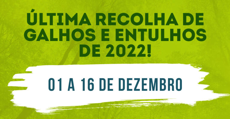 Última coleta de galhos e entulhos de 2022 é até dia 16 na área urbana
