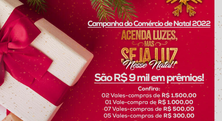 Campanha de Natal do comércio sorteará R$ 9 mil em vales-compras