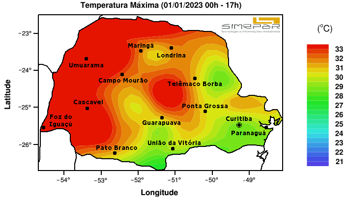 Primeiro dia de 2023 tem sensação térmica acima dos 40°C no Paraná