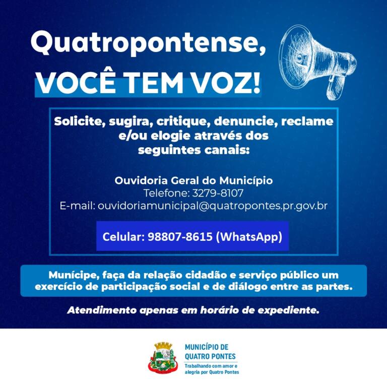 Prefeitura de Quatro Pontes prossegue pesquisa de satisfação através da ouvidoria