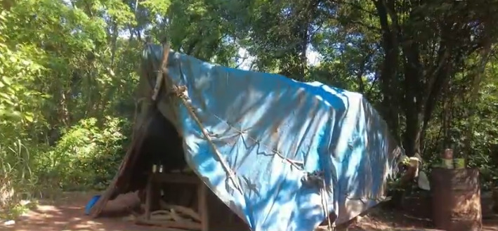 Mulher vive há 30 anos em barraco no meio de mata na área central de Foz do Iguaçu
