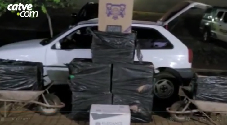 Nove caixas de cigarros contrabandeados são apreendidas pela Rotam em Santa Helena