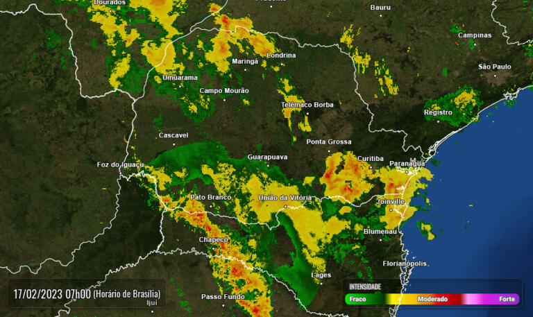 Nova frente fria avança, mantém tempo instável e ocasiona mais chuva